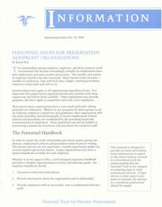 Front cover of Personnel Issues for Preservation Nonprofit Organizations by Karen Peil