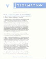Front cover of Legal Considerations in Establishing a Historic Preservation Organization by Collette Goodman