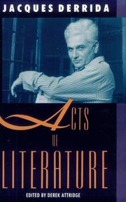Front cover of Acts of Literature by Jacques Derrida