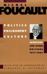 Front cover of Politics, philosophy, culture by Michel Foucault