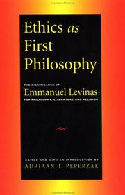 Cover of Ethics as first philosophy by Adriaan Theodoor Peperzak