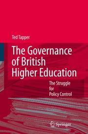 Front cover of The Governance of British Higher Education by Ted Tapper