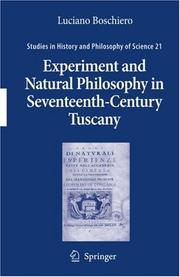 Front cover of Experiment and Natural Philosophy in Seventeenth-Century Tuscany by Luciano Boschiero