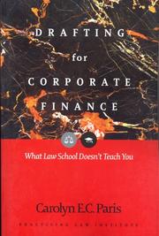 Front cover of Drafting for corporate finance by Carolyn E. C. Paris