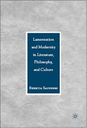 Front cover of Lamentation and Modernity in Literature, Philosophy, and Culture by Rebecca Saunders