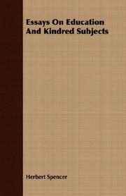 Front cover of Essays on Education and Kindred Subjects by Herbert Spencer