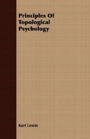 Front cover of Principles of topological psychology by Lewin, Kurt