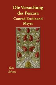 Cover of Die Versuchung des Pescara by Conrad Ferdinand Meyer