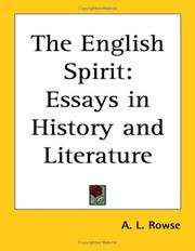 Front cover of The English Spirit by A. L. Rowse