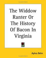 Front cover of The Widdow Ranter, or, The history of Bacon in Virginia by Aphra Behn