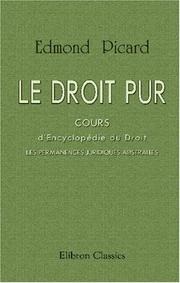 Front cover of Le droit pur by Edmond Picard