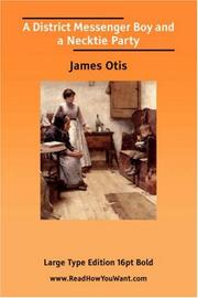 Front cover of District Messenger Boy and a Necktie Par by James Otis Kaler