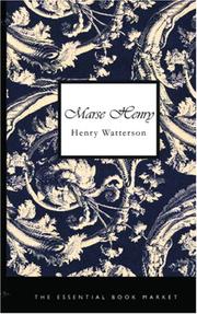 Cover of Marse Henry by Watterson, Henry