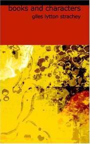 Front cover of Books and Characters by Giles Lytton Strachey
