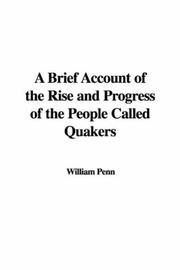 Cover of A brief account of the rise and progress of the people called Quakers by William Penn