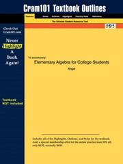 Cover of Outlines & Highlights for Elementary Algebra for College Students by Angel, ISBN by Cram101 Textbook Reviews Staff