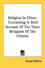 Cover of Religion in China by Joseph Edkins