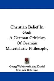 Cover of Christian Belief In God by Georg Wobbermin