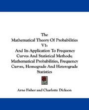 Front cover of The Mathematical Theory Of Probabilities V1 by Arne Fisher
