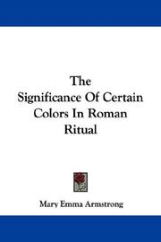 Front cover of The significance of certain colors in Roman ritual by Mary Emma Armstrong