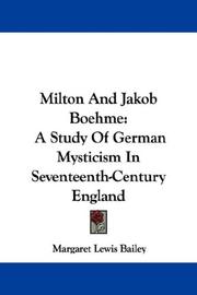 Front cover of Milton and Jakob Boehme by Margaret Lewis Bailey