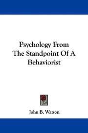 Front cover of Psychology from the standpoint of a behaviorist by John B. Watson