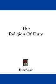 Cover of The religion of duty by Felix Adler