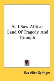Front cover of As I Saw Africa by Eva Alice Springer
