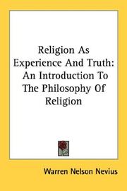 Front cover of Religion As Experience And Truth by Warren Nelson Nevius