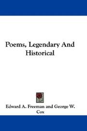 Front cover of Poems, Legendary And Historical by Unknown