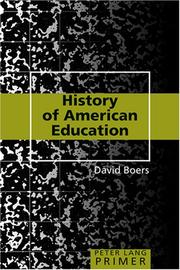 Cover of History of American education by David Boers