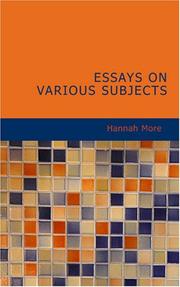 Cover of Essays on various subjects by Hannah More