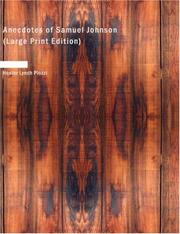 Front cover of Anecdotes of Samuel Johnson by Hester Lynch Piozzi