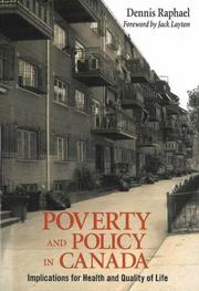 Front cover of Poverty and Policy in Canada by Dennis Raphael