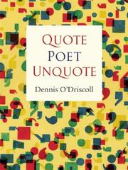 Front cover of Quote Poet Unquote by Dennis O'Driscoll