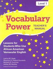 Front cover of Vocabulary power teacher's manual by Latrice M. Seals
