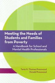 Front cover of Meeting the needs of students and families from poverty by Tania Thomas