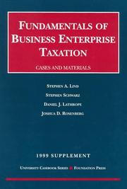Cover of 1999 Supplement to Fundamentals of Business Enterprise Taxation by Stephen A. Lind
