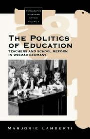 Front cover of Politics Of Education by Marjorie Lamberti