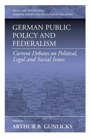 Front cover of German Public Policy and Federalism by Arthur B. Gunlicks