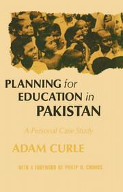 Front cover of Planning for education in Pakistan by Adam Curle