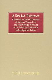Cover of A New Law Dictionary by James Whishaw