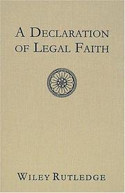 Front cover of A declaration of legal faith by Wiley Rutledge