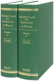 Front cover of Ancient Laws And Institutes of Wales by Welsh King Howel