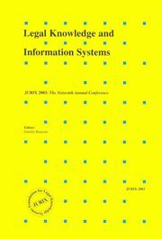 Front cover of Legal knowledge and information systems by JURIX 2003 (2003 University of Utrecht)