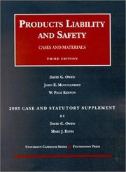 Cover of 2003 Case and Statutory Supplement to Products Liability and Safety (University Casebook) by David G. Owen