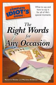 Front cover of The complete idiot's guide to the right words for any occasion by Veronica Deisler
