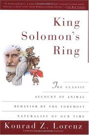 Cover of King Solomon's ring by Konrad Lorenz
