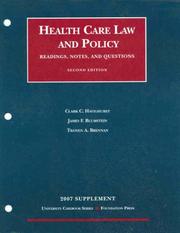 Cover of Health Care Law and Policy- Readings, Notes and Questions, 2nd Edition, 2007 Supplement (University Casebook) by Clark C. Havighurst