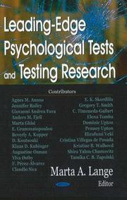 Front cover of Leading -Edge Psychological Tests and Testing Research by Marta A. Lange